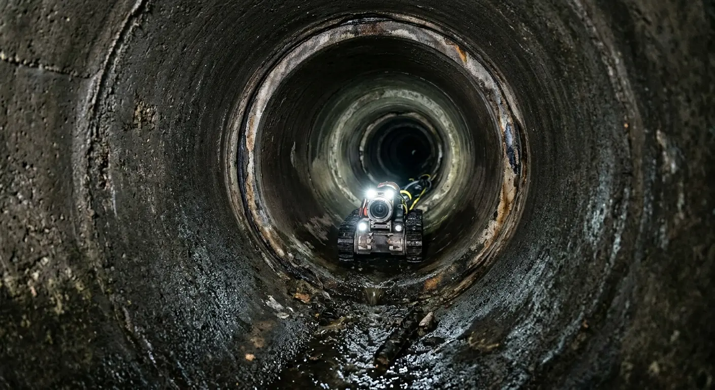 Robotic sewer camera inspecting pipe interior for Sewer Line Repair in Castle Rock